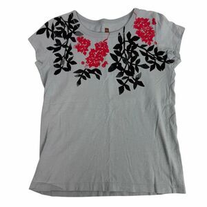 Tea Girls size 8 Short Sleeve Tee Gray Black Red